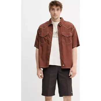 Pánská košile Košile Dickies pánská, hnědá barva, relaxed, s klasickým límcem, DK0A4Z7MK471 88X, vel. S