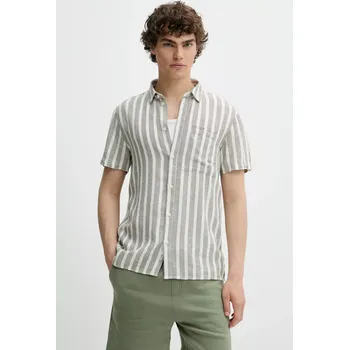 Pánská košile Lněná košile Solid FRIED pánská, zelená barva, regular, s klasickým límcem, 21107688 170613 21107688.170613 91X, vel. S