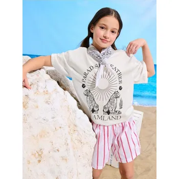 Dívčí oblečení Sinsay - Tričko s krátkým rukávem - krémová - 043CF-01X - 043CF-01X-140