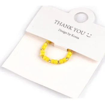 Prsten Prsten pružný z korálků - 3 žlutá