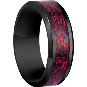 Prsten Ocelový keltský prsten pro muže | pánský šperk - Černá červená , 9