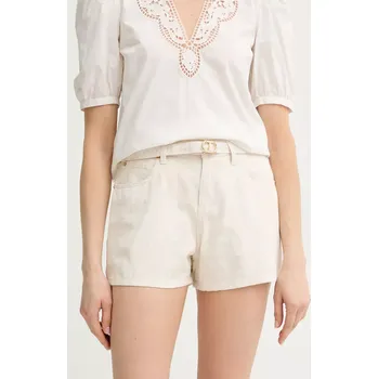 Dámské kraťasy Bavlněné šortky Twinset dámské, béžová barva, high waist, 251TT2205 01X, vel. 25