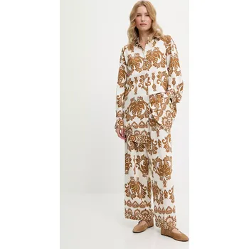 Dámské kalhoty Košile a kalhoty Answear.LAB dámská, hnědá barva 70290b.fos 82X, vel. S/M