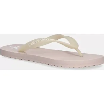 Dámské žabky Žabky Calvin Klein Jeans BEACH SANDAL TRANSPARENT TPU dámské, béžová barva, na plochém podpatku, YW0YW01829 02X, EUR 37