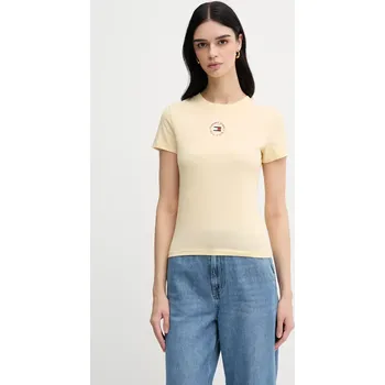 Dámské tričko Tričko Tommy Jeans dámské, žlutá barva, DW0DW20316 10X, vel. L