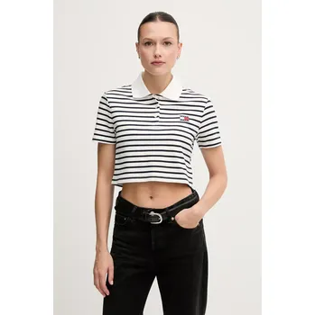 Polo tričko Tommy Jeans dámské, bílá barva, DW0DW21363 00X, vel. M