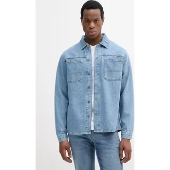 Pánská košile Džínová košile United Colors of Benetton pánská, modrá barva, relaxed, s klasickým límcem, 5PJYUQ05I 55J, vel. S