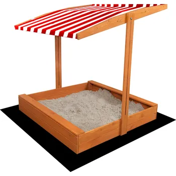 Puzzle SAND TROPIC Dřevěné pískoviště se stříškou 120x120cm (impregnované) červeno-bílé