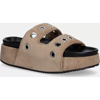 Dámské pantofle Semišové pantofle Inuikii Suede Studs dámské, hnědá barva, na platformě, 1004.005.0151.163 / 70103-153 84X, EUR 39