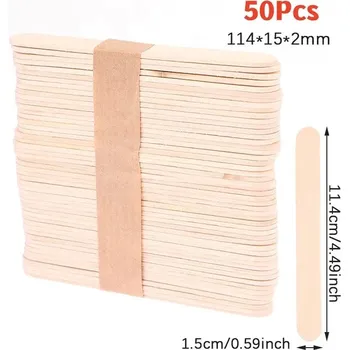 Přípravek na depilaci a epilaci 50 ks Dřevěné depilační špachtle pro vosk | voskovací pomůcky, epilační tyčinky - 4