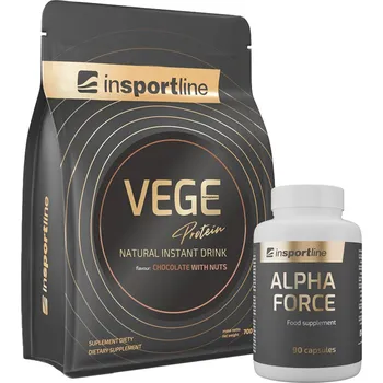 Protein inSPORTline SADA: Protein VEGE 700g + Stimulant AlphaForce, 90 kapslí čokoláda s ořechy