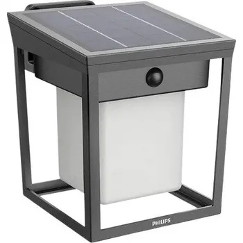 Philips Blaise solární LED svítidlo se senzorem 1,5 W, 250/20 lm, 3000 K, IP44, hranaté, antracit