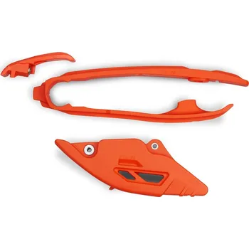 Řetězová sada pro motocykl UFO komplet kluzák + vodítko řetězu KTM SX 125 / 250 / 300 23-25, SXF (SX-F) 250 / 350 / 450 23-25, EXC 150 / 250 / 300 24-25, EXCF (EXC-F) 350 / 450 / 500 24-25 barva oranžová (KT05017001 + KT05018001) (UFO komplet kluzák + vodítko řetězu KTM SX 125 / 25