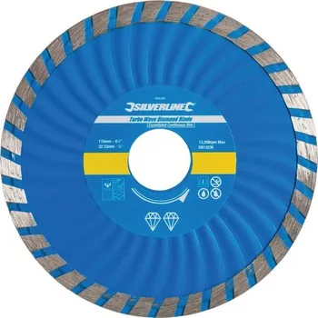 Řezný kotouč Diamantový rezný kotúč - Turbo Wave Diamond Blade- 115 × 22,23 mm Silverline