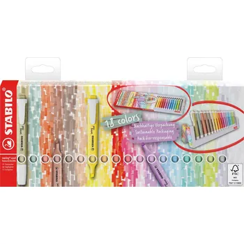 STABILO swing cool - deskset 18 ks (8 přírodních barev, 10 pastelových barev)