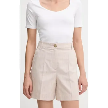 Šortky s příměsí lnu United Colors of Benetton 49KBD901X béžová 80X, vel. 32