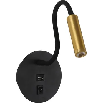 BRILAGI LED Flexibilní nástěnná lampa s USB portem MAYA LED/3W/230V černá/zlatá