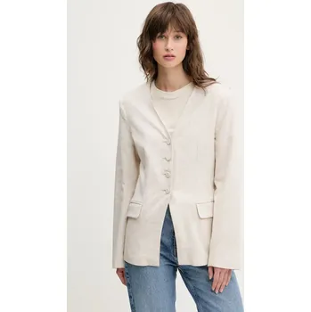 Dámské sako Plátěné sako Abercrombie & Fitch béžová barva, KI144-5076 KI144.5076.180 01X, vel. S