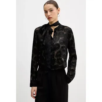 Dámská košile Košile HUGO dámská, černá barva, regular, s klasickým límcem, 50538812 99X, vel. 36