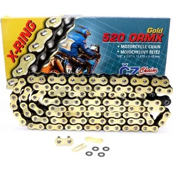 Motodíl CZ hnací řetěz 520 ORMX (122 článků) ACTIVE RING (X-RING) zlatá do 600 ccm (ENDURO) (34,5 KN) + spona (CZ hnací řetěz 520 ORMX (122 článků) ACTIVE RING (X-RING) zlatá do 600 ccm (ENDURO) (34,5 KN) + spona)