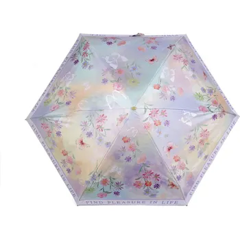 Dámský mini skládací deštník, barva 2 fialová nejsvětlejší květy