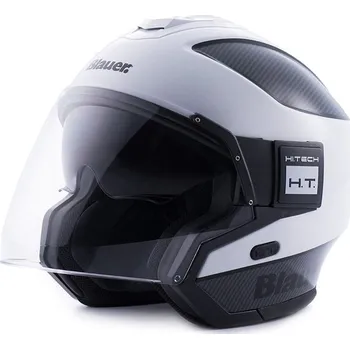 Helma na motorku přilba SOLO, BLAUER (bílá, carbon, černá matná)