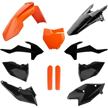 POLISPORT kompletní sada plastů (FULL KIT) KTM SX/SX-F 16-18 v sadě tabulka přední (8664900001) a kryty tlumičů (8398600005) barva černá oranžová (POLISPORT kompletní sada plastů (FULL KIT) KTM SX/SX-F 16-18 v sadě tabulka přední (8664900001) a kryty)