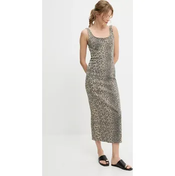 Dámské šaty Džínové šaty Answear.LAB béžová barva, maxi, přiléhavé 1J815.hos 80X, vel. L