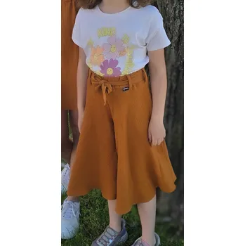 Dívčí sukně Kulišárny DÍVČÍ mušelínová kalhotová sukně BRONZ VELIKOST: 152, DÉLKA: MINI- nad kolena