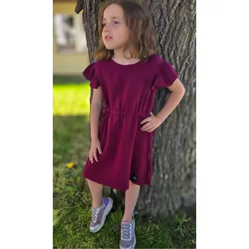 Dívčí šaty Kulišárny Dívčí šaty BELLA - WINE mušelín VELIKOST: 122 (6-7 let)