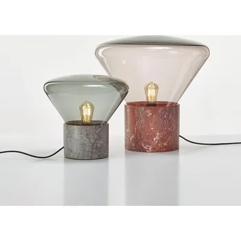 Lampička Brokis Nadčasová stolní lampička Muffins Wood Table 01 Barva skla: Fialová, Povrch montury: Dub evropský - bezbarvý lak, Barva kabelu: Bílá PC00849_133