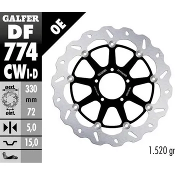 Brzda pro motocykl GALFER přední brzdový kotouč DUCATI 1098 07-08; 1198S/R 09-; 1103/1199/1299 PANIGALE 12-; MULTIstrada 1103 V4 21-23 (pravá) (WAVE FLOATING) (330X72X5mm) (GALFER přední brzdový kotouč DUCATI 1098 07-08; 1198S/R 09-; 1103/1199/1299 PANIGALE 12-; MULTIstrada