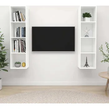 Obývací stěna vidaXL Nástěnné TV skříňky 2 ks dřevotříska [3079865] Barva: Bílá