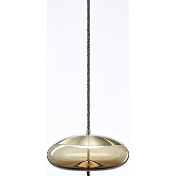 Brokis Ploché designové skleněné svítidlo Knot Small Disco Barva skla: Šedá kouřová matná, Povrch montury: Bronz, Povrch rozety: Bronz PC01037_101