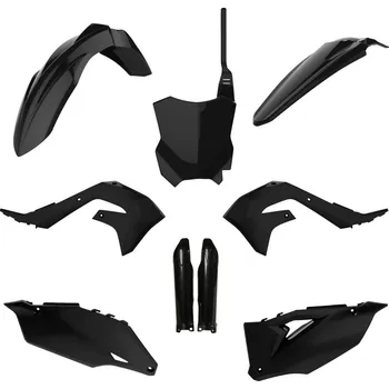 POLISPORT kompletní sada plastů (FULL KIT) KAWASAKI KXF 250 21-24 KXF 450 19-23 v sadě tabulka přední (8665900003) i kryty tlumičů (8351800002) barva černá (POLISPORT kompletní sada plastů (FULL KIT) KAWASAKI KXF 250 21-24 KXF 450 19-23 v sadě tabulka)