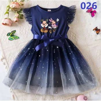 Dívčí šaty Mickey a Minnie Dívčí letní šaty "Minnie a Mickey Mouse" - modré (vel. od 18 měsíců do 6 let) Motiv: 026, Velikost: 4 roky