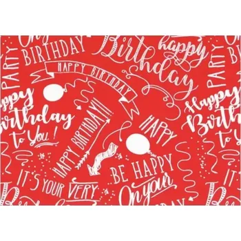 Balící papír Balící papír červený s narozeninovým nápisy