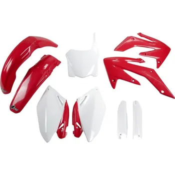 UFO kompletní sada plastů (FULL KIT) s kryty tlumičů HONDA CRF 250R 08-09 barva 08 (červená/bílá) (HO112E999) (UFO kompletní sada plastů (FULL KIT) s kryty tlumičů HONDA CRF 250R 08-09 barva 08 (červená/bílá) (HO112E999))