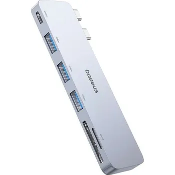 USB hub Dokovací stanice 6v1 Baseus Ultra Joy 1xUSB-C, 3xUSB, SD/microSD slot šedá