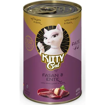 Krmivo pro kočku Výhodné balení: 24ks-24x400g Kitty Cat Adult Pate bažant a kachna vlhké krmivo pro kočky