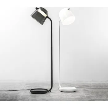 Stojací lampa Brokis Designová stojací lampa Mona Medium Floor Barva skla: Opalín, Povrch montury: Černý matný komaxit PC00980_014