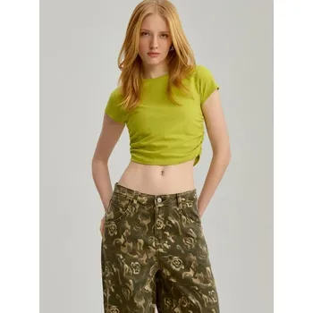 Dámské tričko Zkrácené tričko - XS - House - žluto zelená - 363EQ-71X