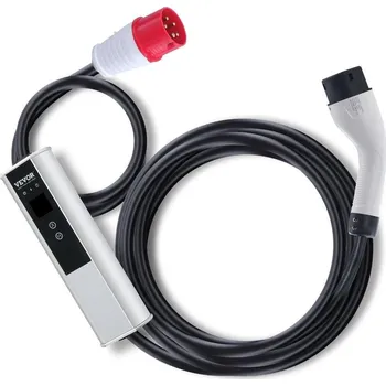 Dětské elektrovozidlo VEVOR přenosná nabíječka typ 2, 11 kW EV, 16A CEE 16, 7,5 m, 230V/400V, obrazovka, 3 fáze