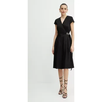 Dámské šaty Šaty s příměsí lnu Twinset černá barva, mini, 251TT2072 99X, vel. 36