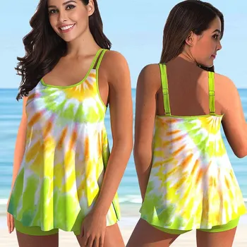 Dámské plavky Dámské plavky dvojdílné - tankini plus size (XS-6XL) (8-16) Barva: zelená batika (8269-green), Velikost: 6XL