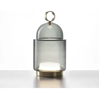 Lampička Brokis Venkovní přenosná lampička Dome Nomad Lines Výška: 490 mm, Barva skla: Hnědá kouřová, Povrch montury: Bronz PC01265_028