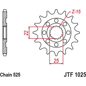 Řetězová sada pro motocykl JT řetězové kolo přední 2354 15 ROYAL ENFIELD HIMALAYAN 411 16-22, SCRAM 411 22-23, CINTINENTAL / INTERCEPTOR 650 19-22 (235415JT) (řetěz525) (JT řetězové kolo přední 2354 15 ROYAL ENFIELD HIMALAYAN 411 16-22, SCRAM 411 22-23, CINTINENTAL / INTERCEPTOR 65