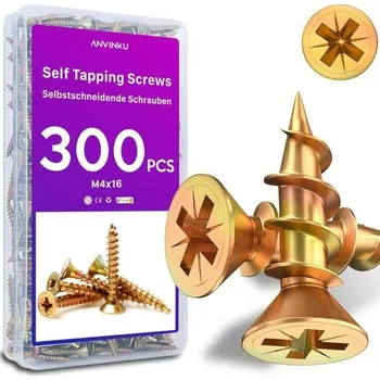 solární set Sada šroubů ANVINKU 300 kusů, M4 x 16 mm Sada šroubů do dřeva, Barva Sortiment šroubů do dřeva,