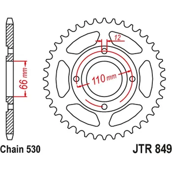 Řetězová sada pro motocykl JT rozeta 849 38 YAMAHA RD 250 77-78, RD 400 76-78 (84938JT) (řetěz 530) (JT rozeta 849 38 YAMAHA RD 250 77-78, RD 400 76-78 (84938JT) (řetěz 530))