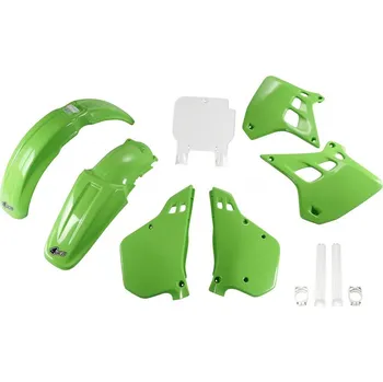 UFO kompletní sada plastů (FULL KIT) s kryty tlumičů KAWASAKI KX 250 90-91, barva (zelená/bílá) (KA188E999) (UFO kompletní sada plastů (FULL KIT) s kryty tlumičů KAWASAKI KX 250 90-91, barva (zelená/bílá) (KA188E999))